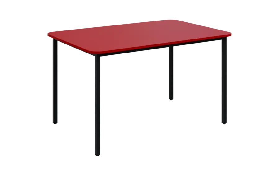 JSBR 130N Jídelní stůl 1300 x 900 mm, deska červená flamengo / podnož černá